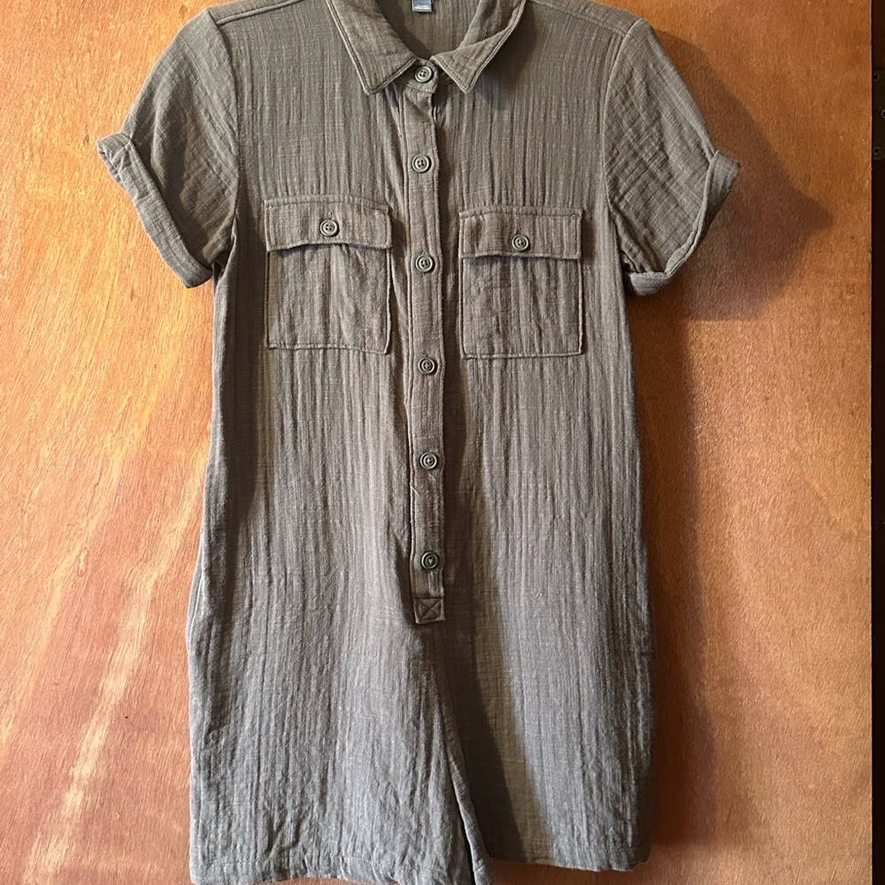 Aerie Olive Green Button-Up Romper